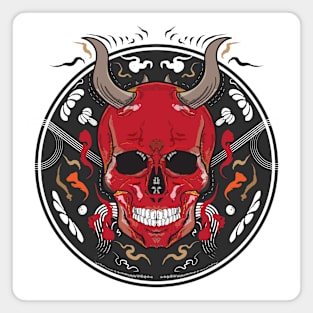 Red Skull Chinese Vintage Japanese Style Magnet